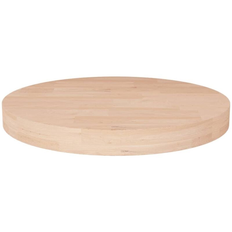 foto del prodotto piano tavolo rotondo 50x4 cm massello di rovere non trattato vidaxl