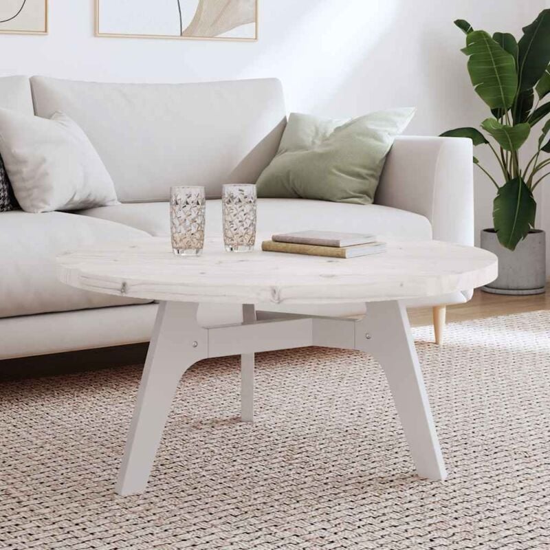 foto del prodotto piano tavolo rotondo bianco 90x3 cm in legno massello di pino vidaxl