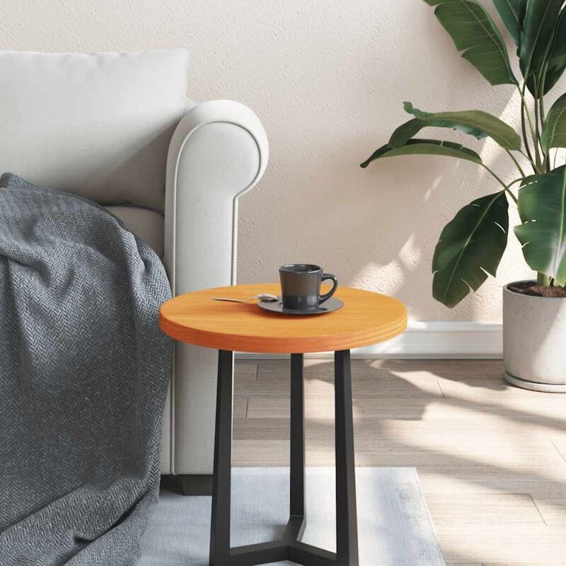 foto del prodotto piano tavolo rotondo marrone cera 40x2,5cm legno massello pino vidaxl