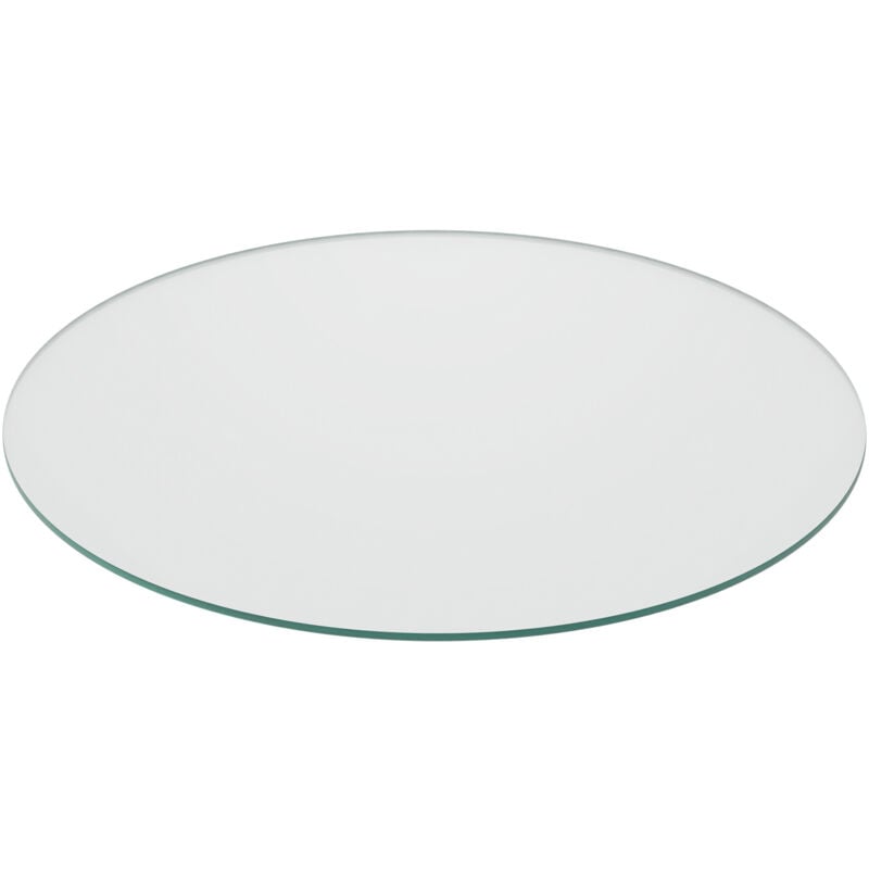 foto del prodotto piano vetro temperato tavolo rotondo da 70 cm, 8 mm, esg, lastra per camino a legna, trasparente relaxdays