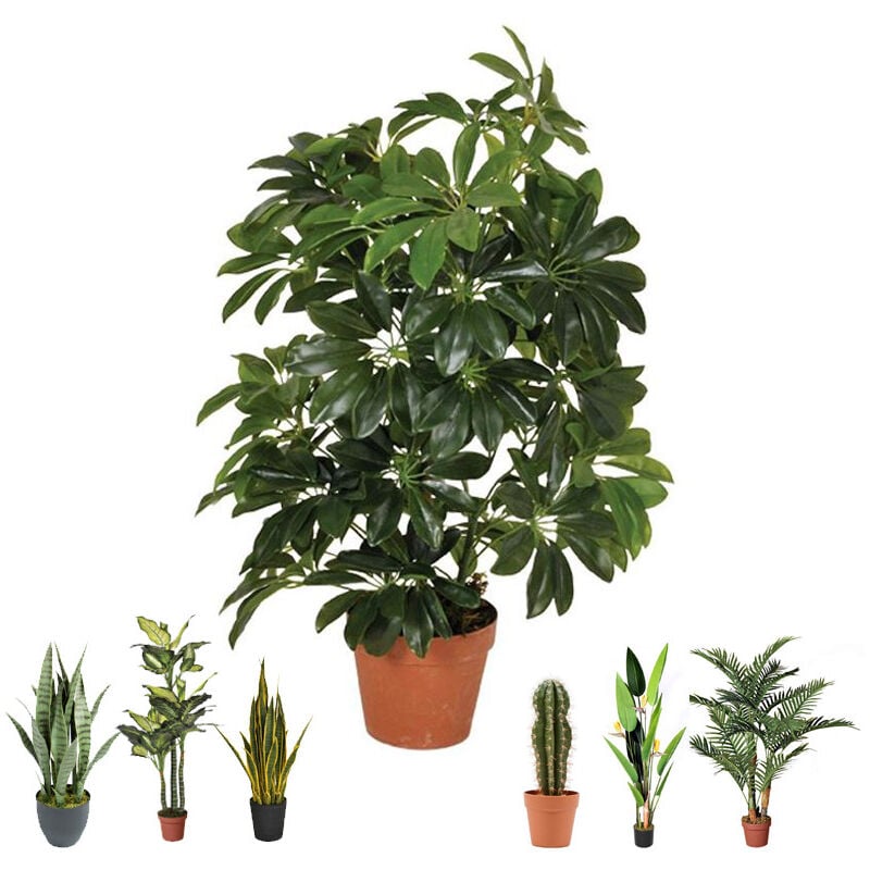 foto del prodotto pianta artificiale cheflera 65cm con vaso piante di plastica per la decorazione di giardini interni ed esterni