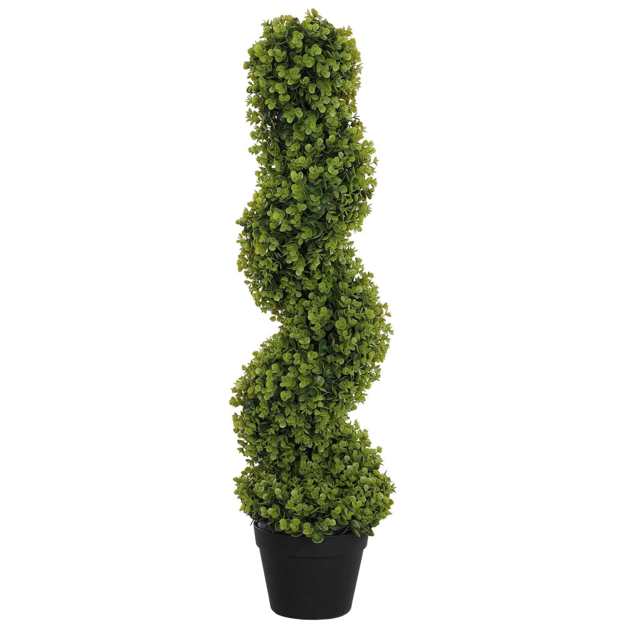 foto del prodotto pianta artificiale di eucalipto 90a cm a spirale con vaso incluso per interno ed esterno verde