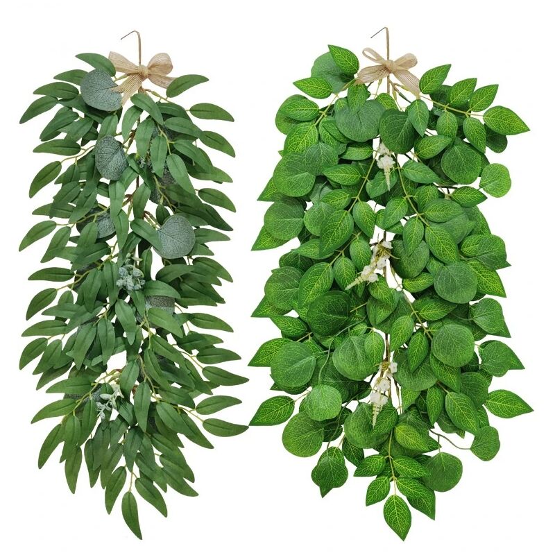 foto del prodotto pianta artificiale di eucalipto, rattan di vimini criptato, decorazione sospesa per casa, hotel, giardino, soggiorno, autunno,