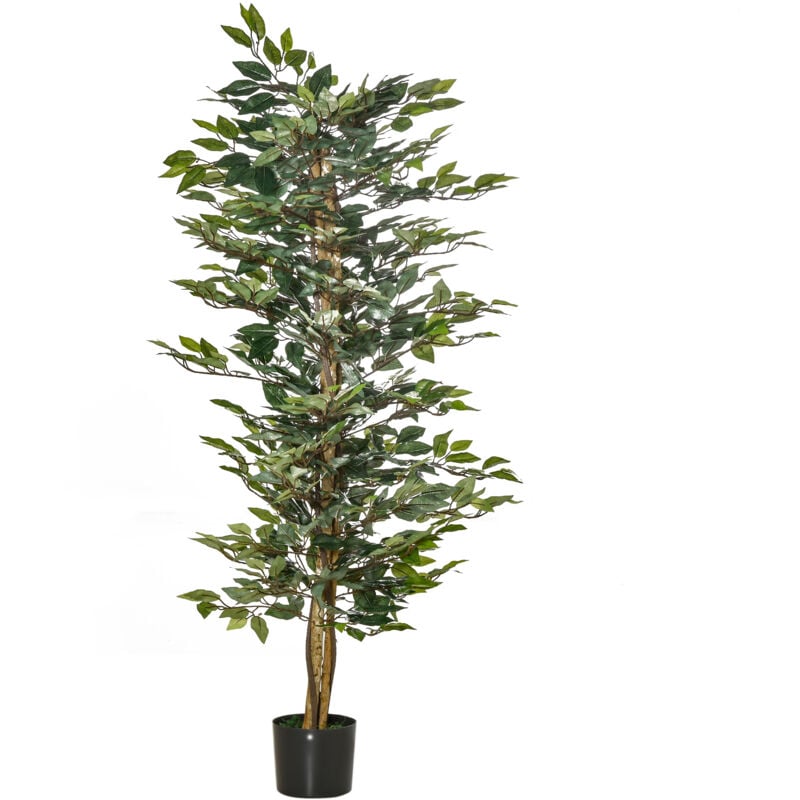foto del prodotto pianta artificiale di ficus alta 150cm da interno ed esterno con vaso homcom