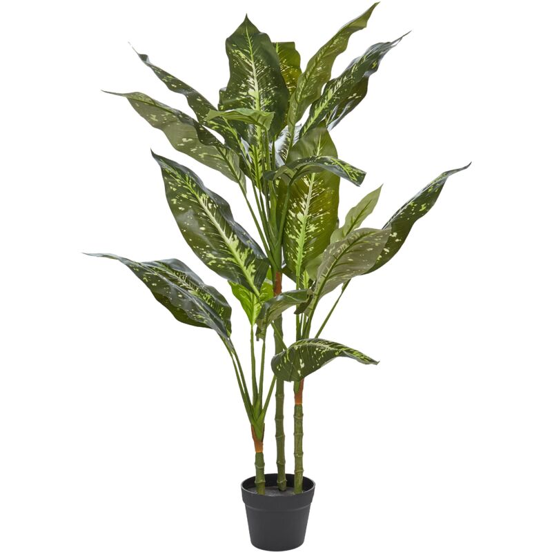 foto del prodotto pianta artificiale dieffenbachia in vaso materiale sintetico verde e nero 110 cm accessorio decorativo per interni