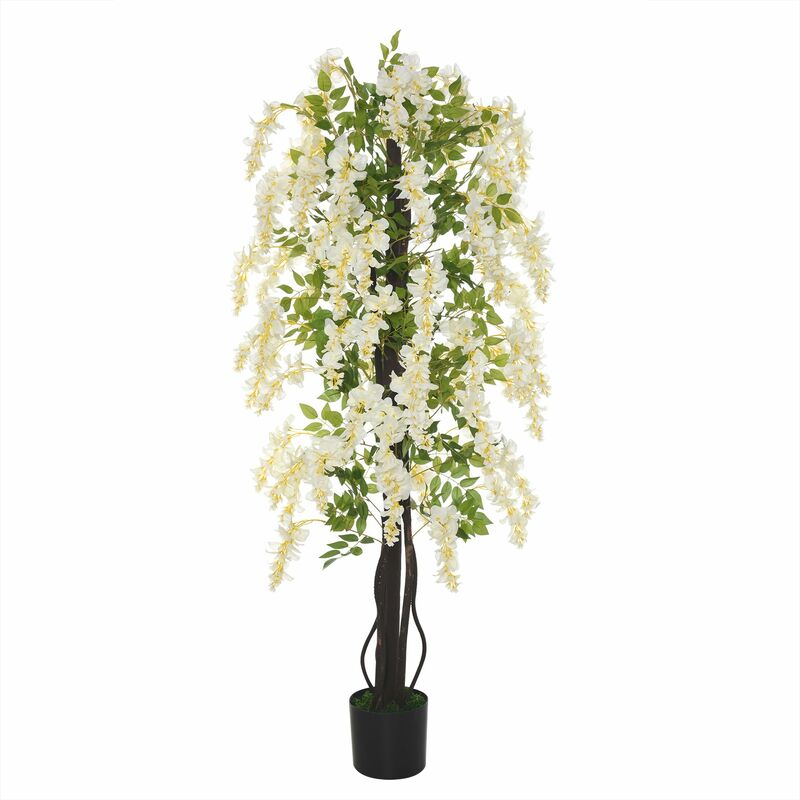 foto del prodotto pianta artificiale glicine bianco h165 cm con vaso