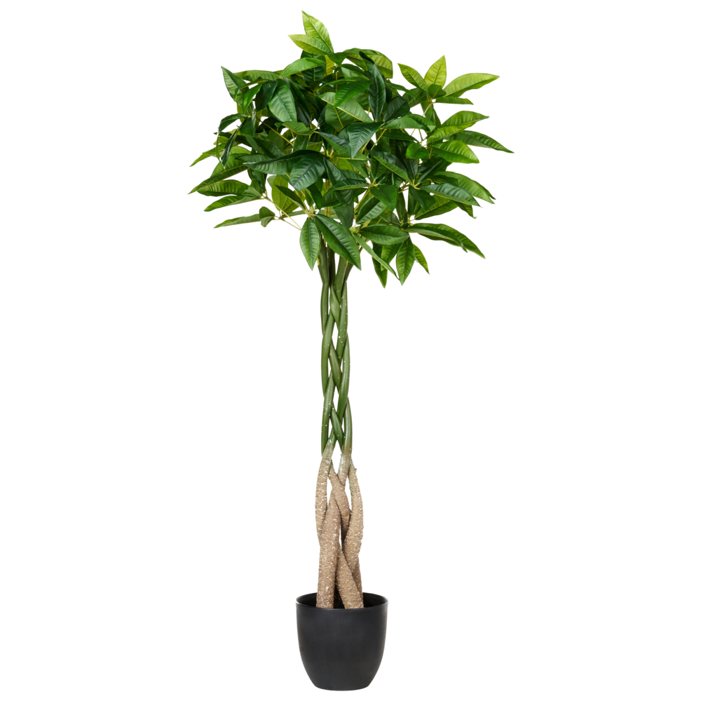 foto del prodotto pianta artificiale in vaso per uso interno decorazione in plastica 120 cm con vaso nero radice intrecciata pachira tree
