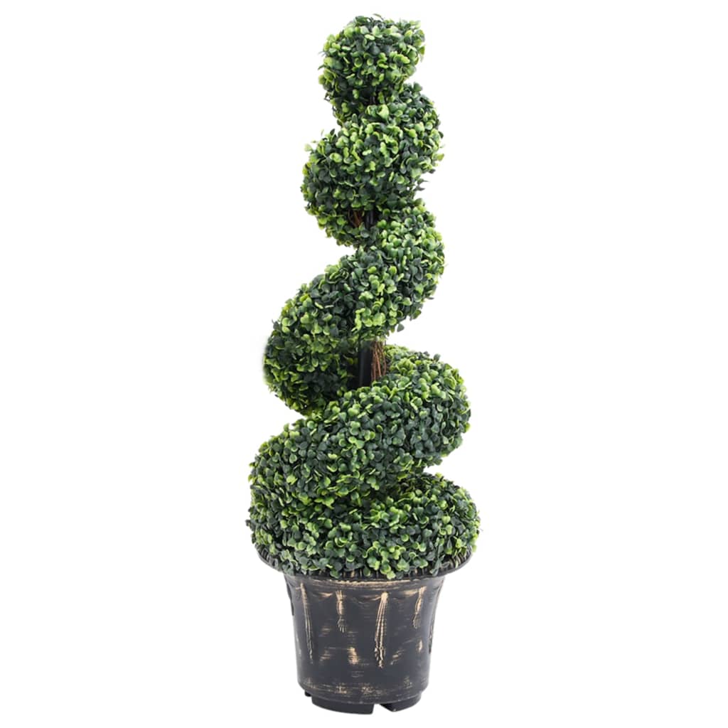 foto del prodotto pianta di bosso artificiale a spirale con vaso verde 100 cm cod mxl 66337