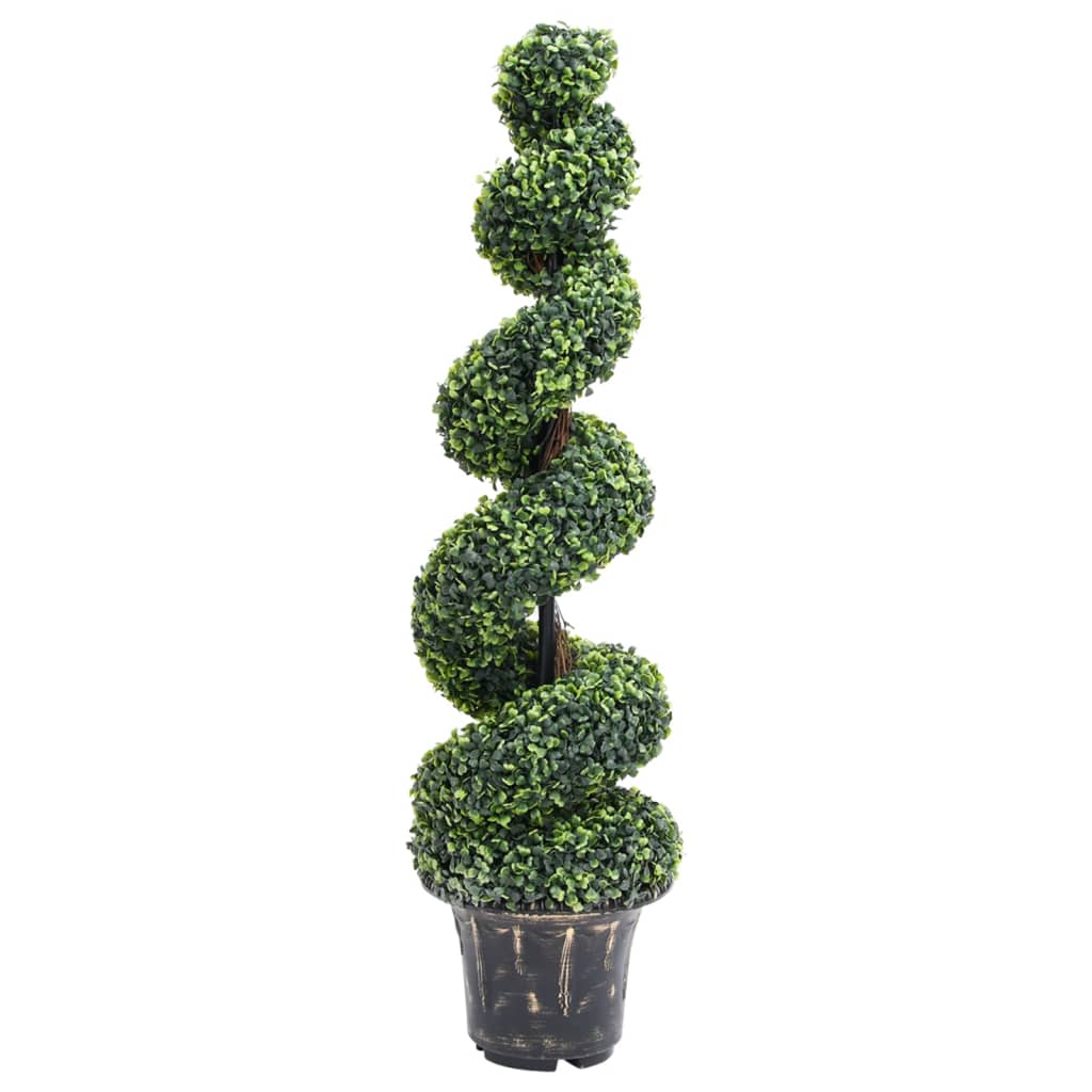 foto del prodotto pianta di bosso artificiale a spirale con vaso verde 117 cm cod mxl 72965