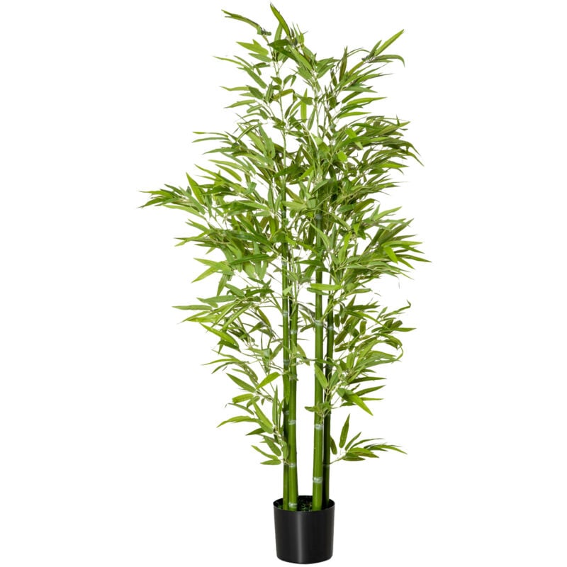 foto del prodotto pianta finta di bamb alta 150cm per interno ed esterno con vaso nero homcom