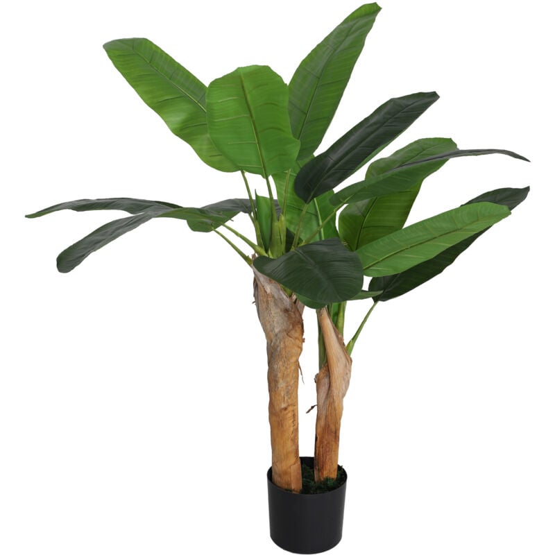 foto del prodotto pianta finta di banano alta 120 cm con vaso per interni, verde homcom