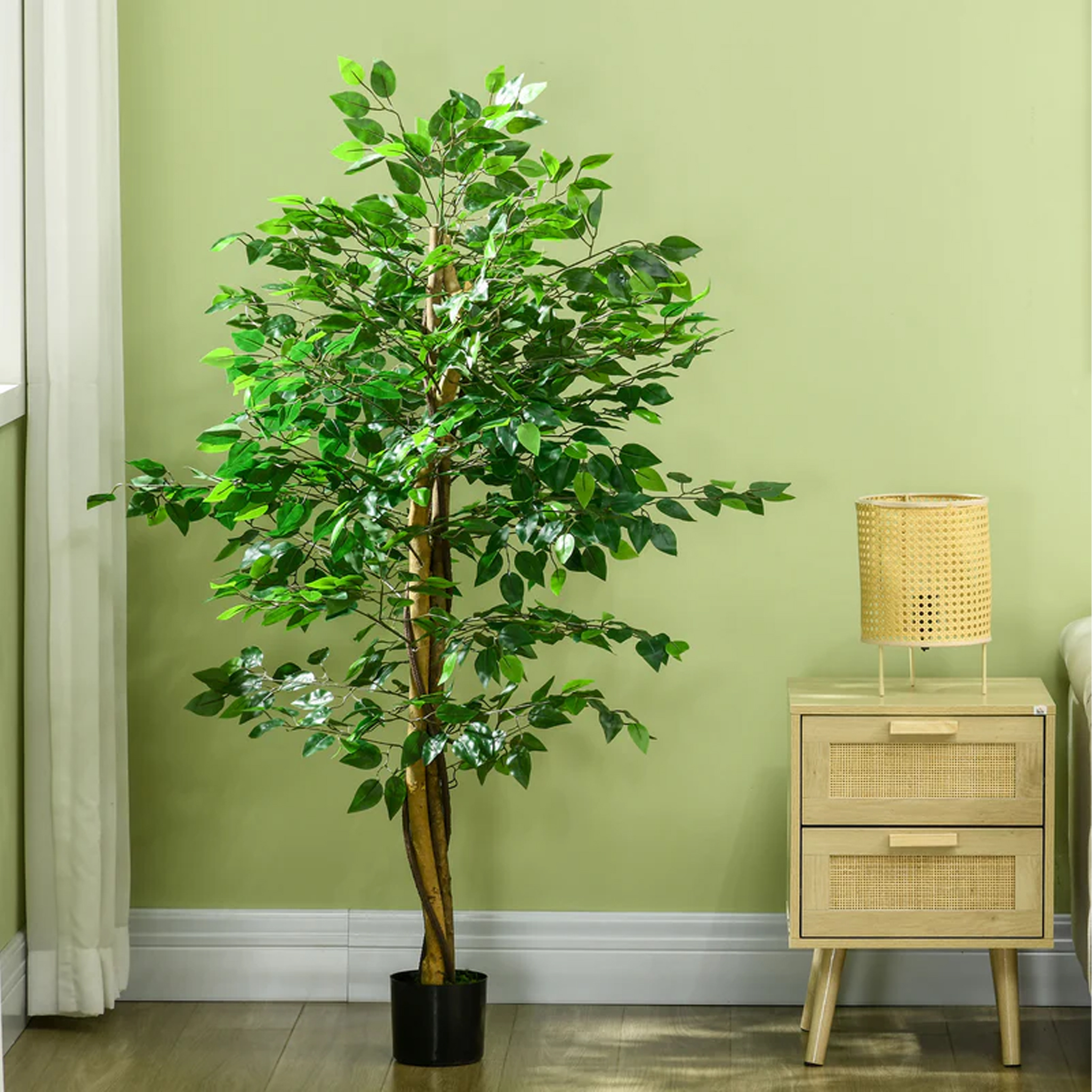 foto del prodotto pianta ornamentale per interno ed esterno albero di fico artificiale in vaso 150cm