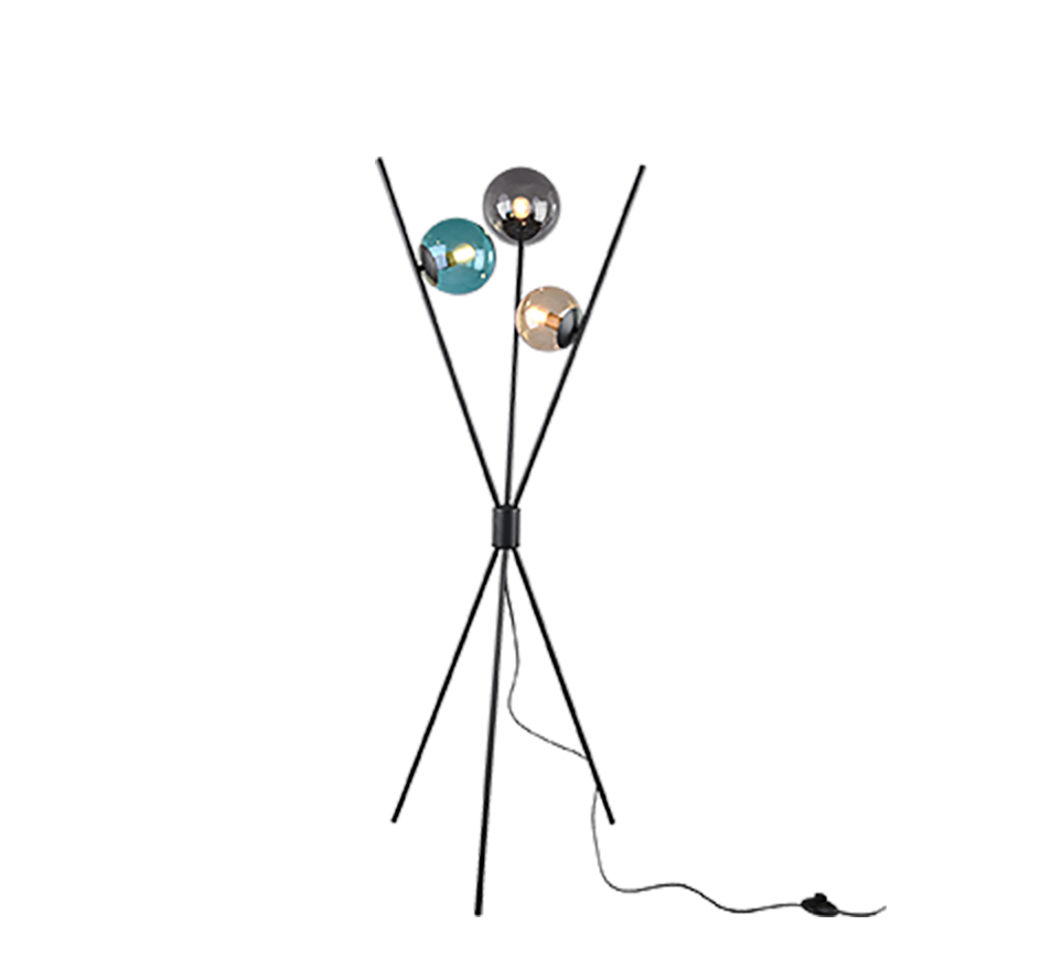 foto del prodotto piantana 3 aste, metallo e vetro, multicolor, h 156 cm, lance