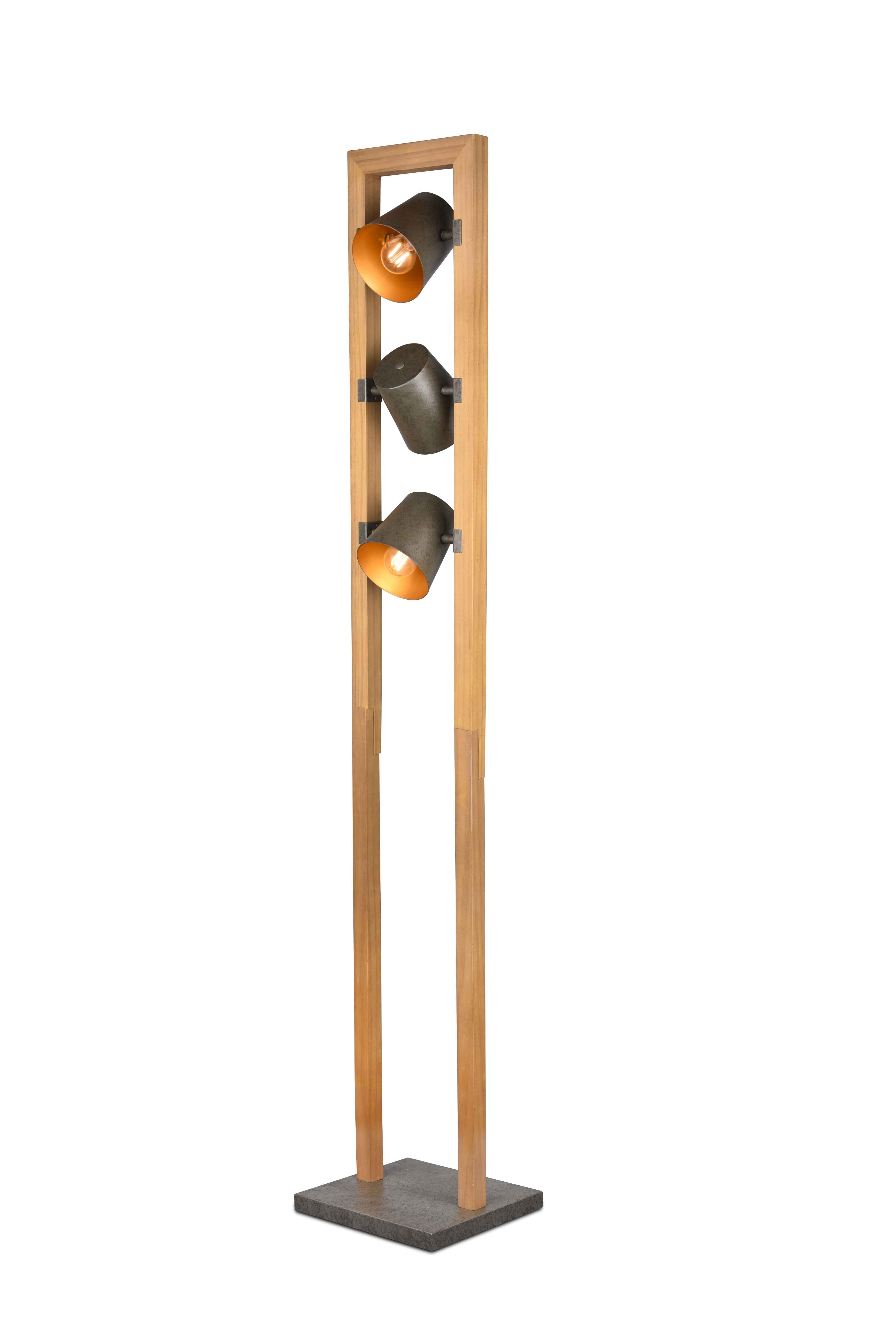 foto del prodotto piantana 3 faretti orientabii, acciaio anticato e oro, h 150 cm, bell