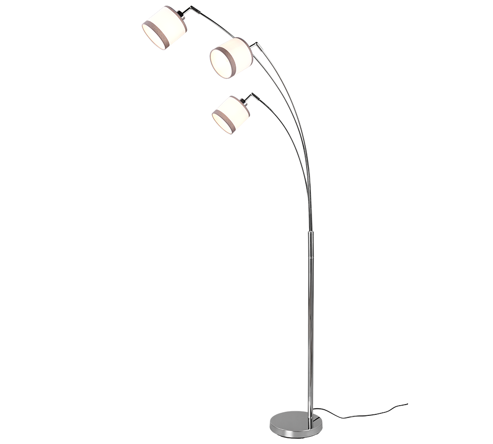 foto del prodotto piantana 3 paralumi, metallo, cromato e bianco grigio, h 185 cm, davos