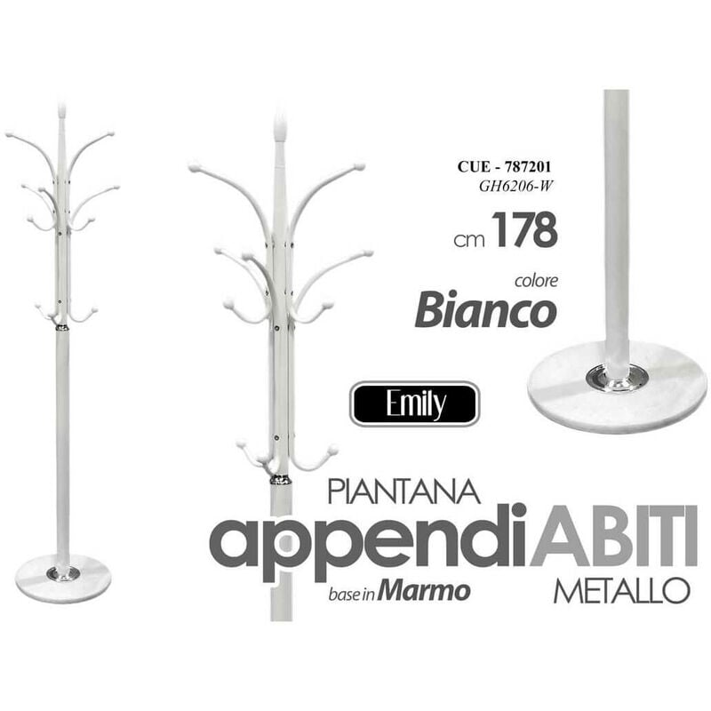foto del prodotto piantana appendiabiti h.178 colore bianco