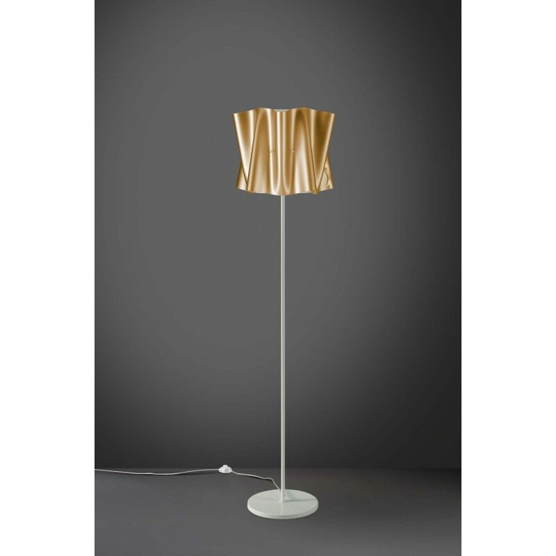foto del prodotto piantana base e stelo in metallo folio paralume oro diametro 40x h164 cm