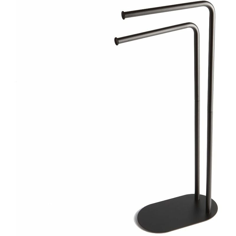 foto del prodotto piantana con 2 bracci porta asciugamani di design nero opaco