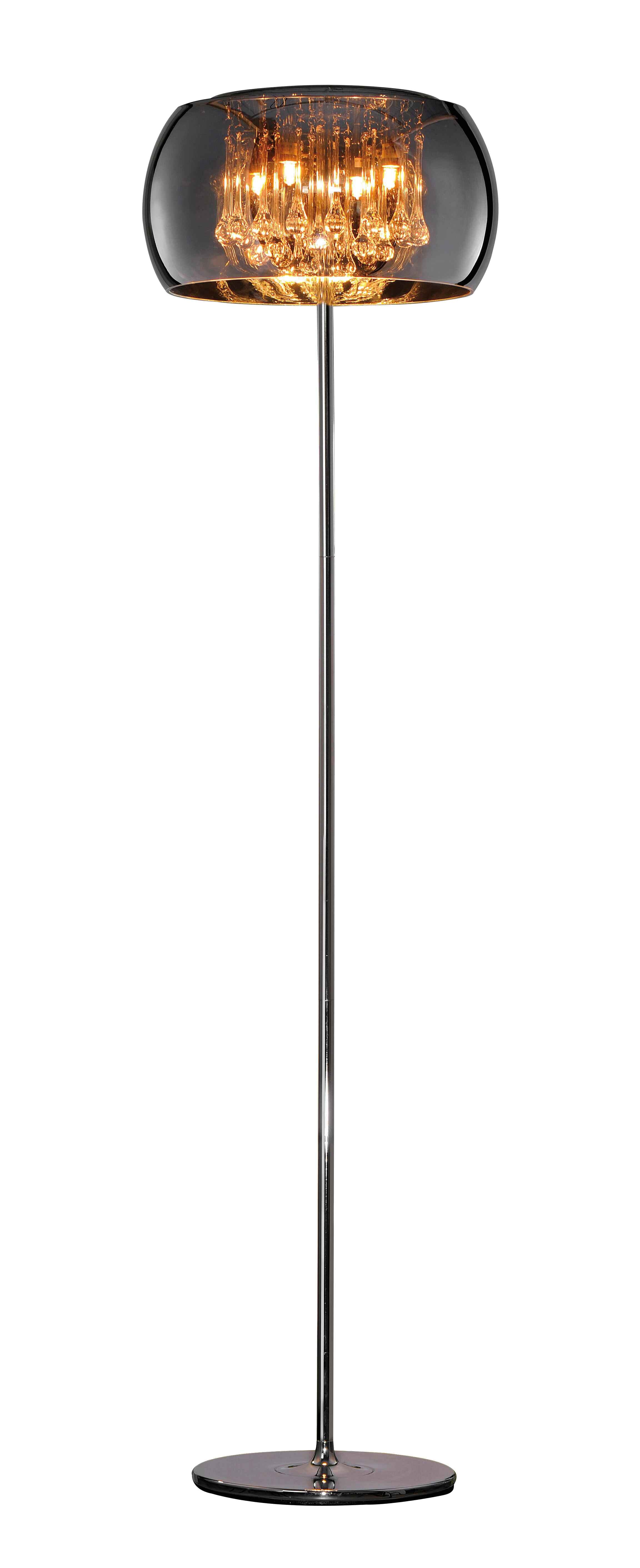 foto del prodotto piantana con pendagli, metallo e vetro, cromo, h 158 cm, vapore