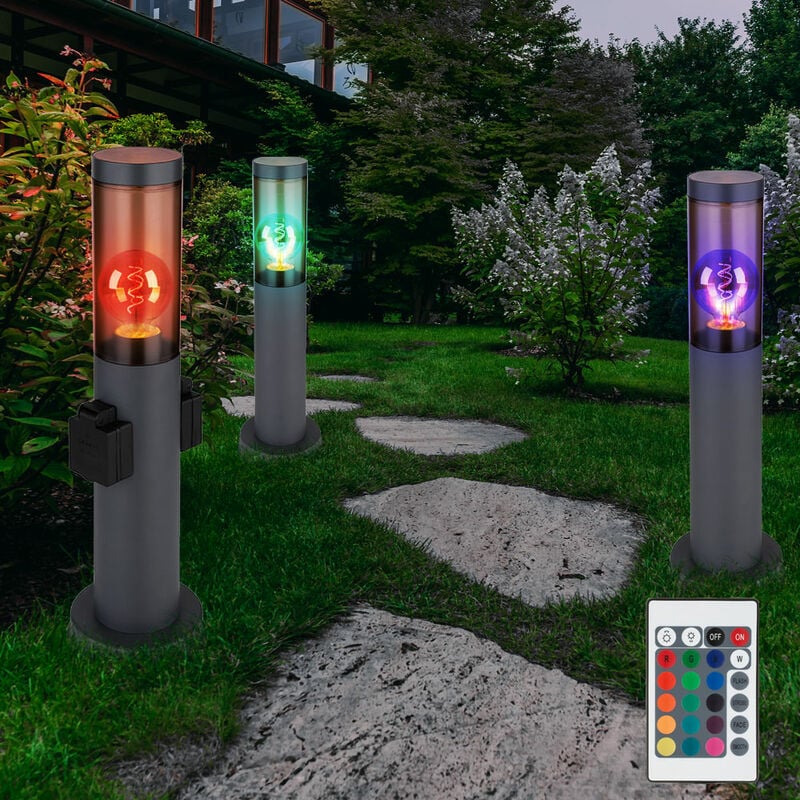 foto del prodotto piantana con portalampada portalampada antracite portalampada in acciaio inox portalampada con luce, fumo, telecomando dimmerabile, 1x led rgb 8.5w