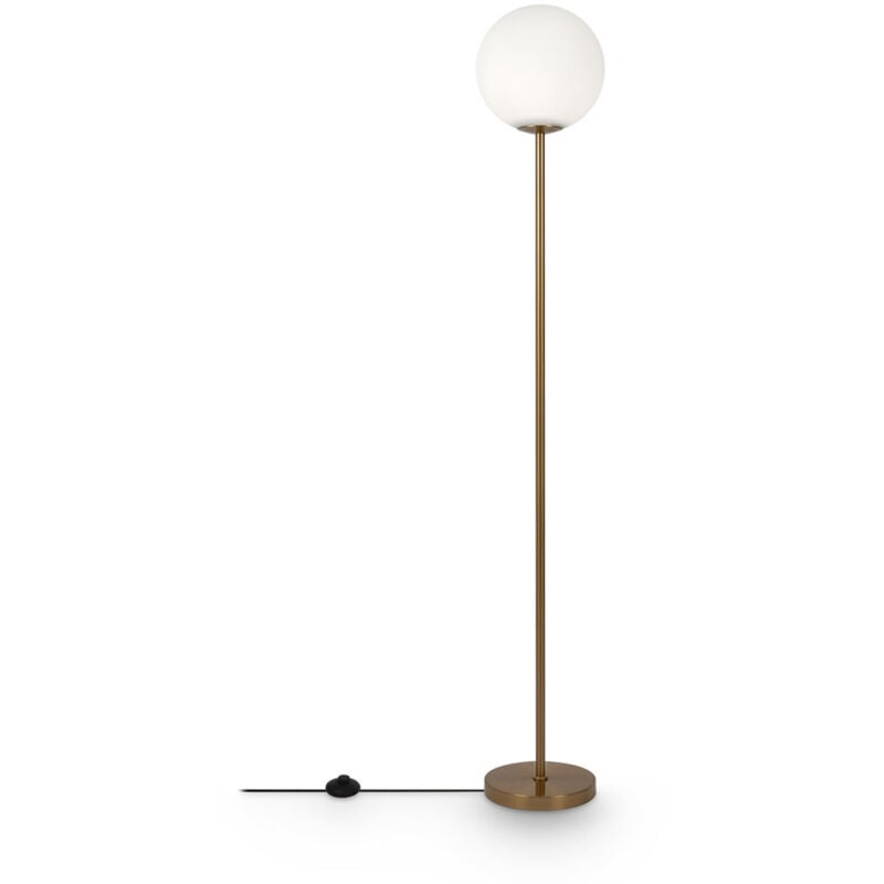 foto del prodotto piantana contemporanea ring metallo ottone 1 luce e diffusore bianco