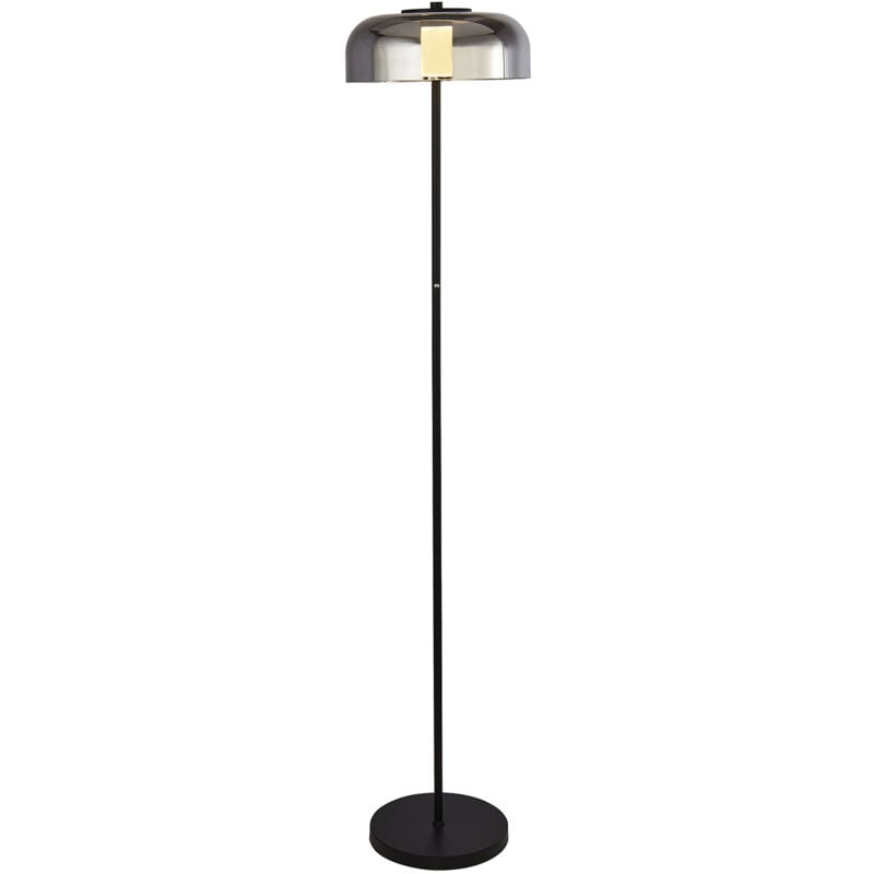 foto del prodotto piantana contemporaneo frisbee acciaio nero vetro led 9,57w 3000k