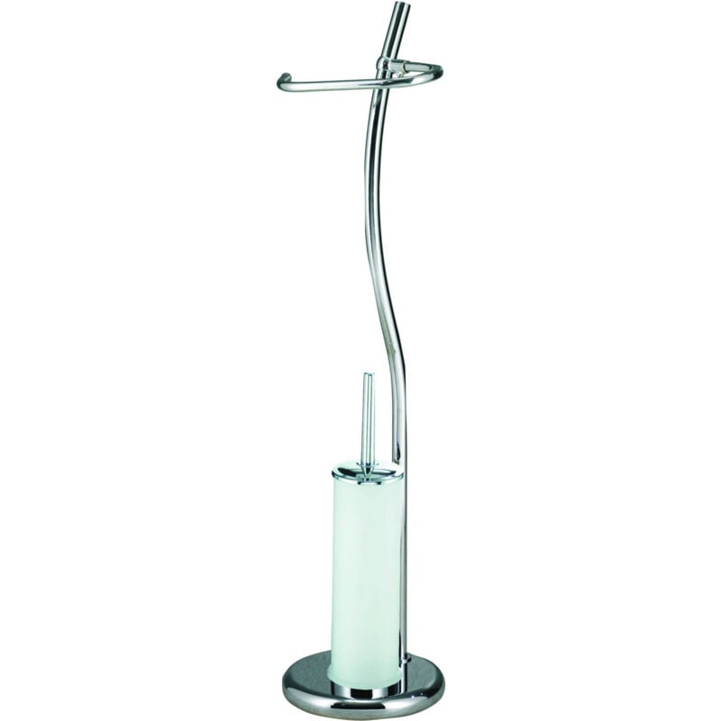 foto del prodotto piantana da bagno brixo 2in1 cromo con portascopino h 77 cm arredo bagno