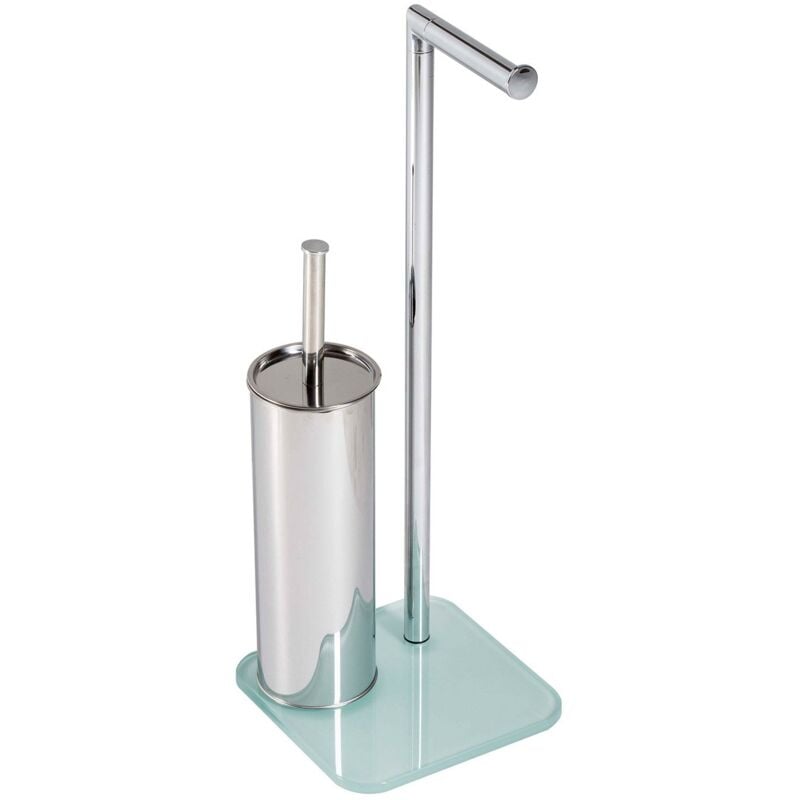 immagine 0 del prodotto piantana da bagno con portascopino portarotolo da terra in vetro mod. zero