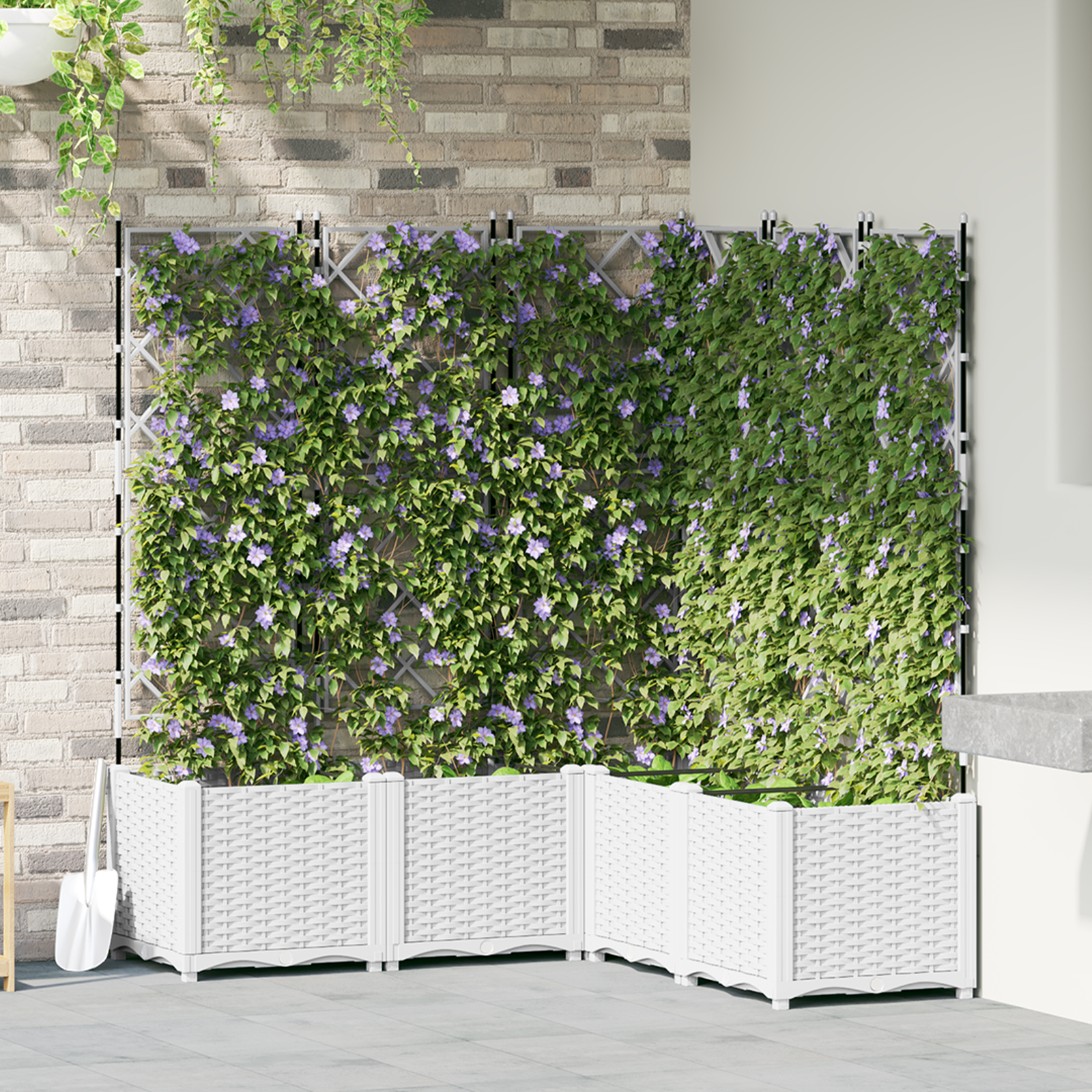 foto del prodotto piantana da giardino con trellis 5 pcs bianca 120x120x143 cm