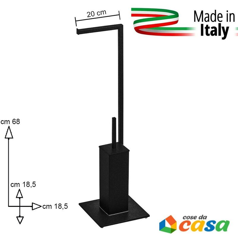 foto del prodotto piantana da terra nero opaco per arredo casa per bagno porta asciugamano scopino salvaspazio moderna molto forte
