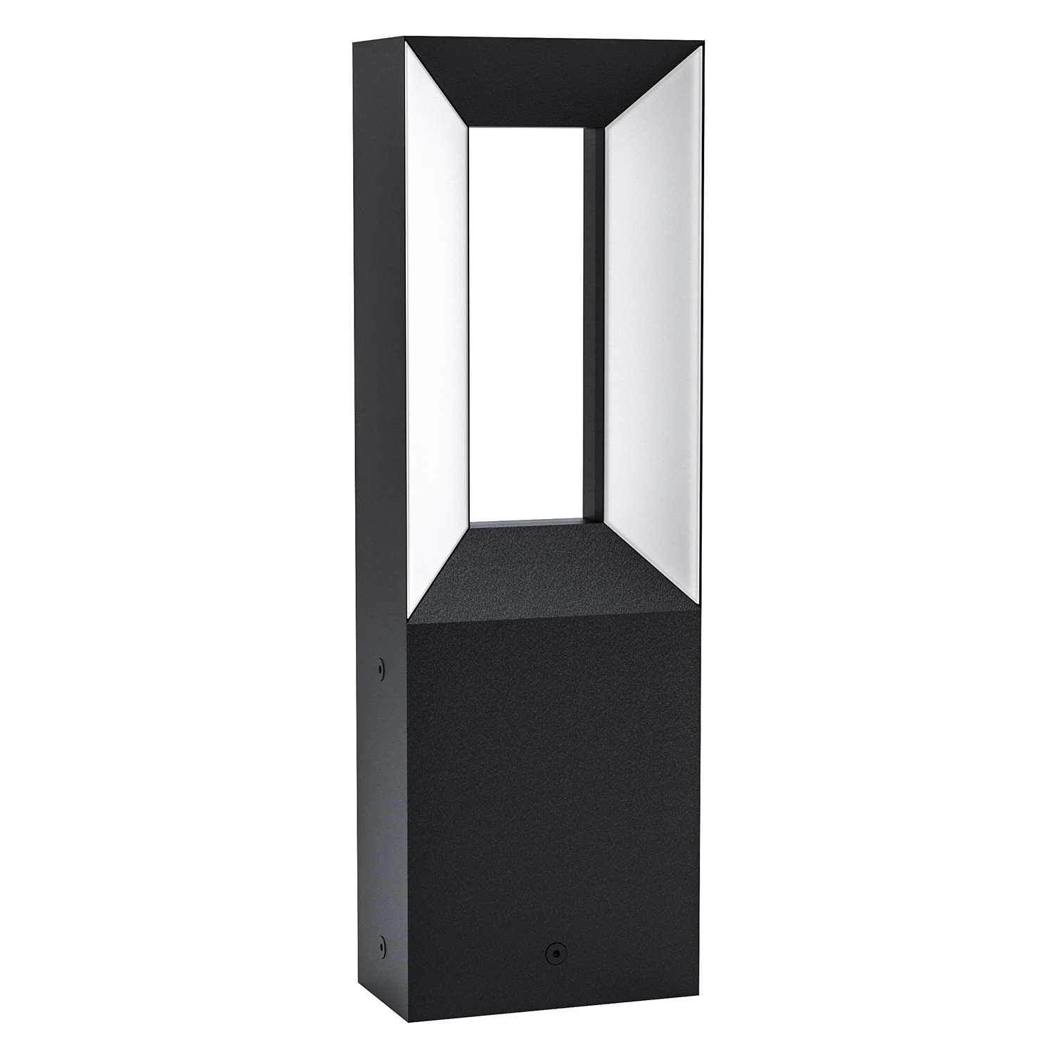 foto del prodotto piantana esterno moderna riforano alluminio nero policarbonato bianco led