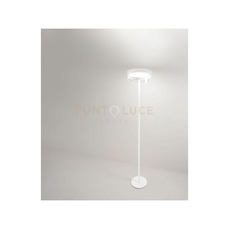 foto del prodotto piantana in metallo colore bianco diffusore in vetro a led 20w 1600lm 3000k biemissione dimmerabile