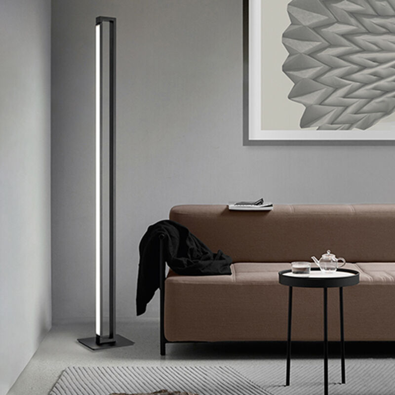 foto del prodotto piantana industrial minimal nordico sway metallo nero acrilico led 27w 3000k