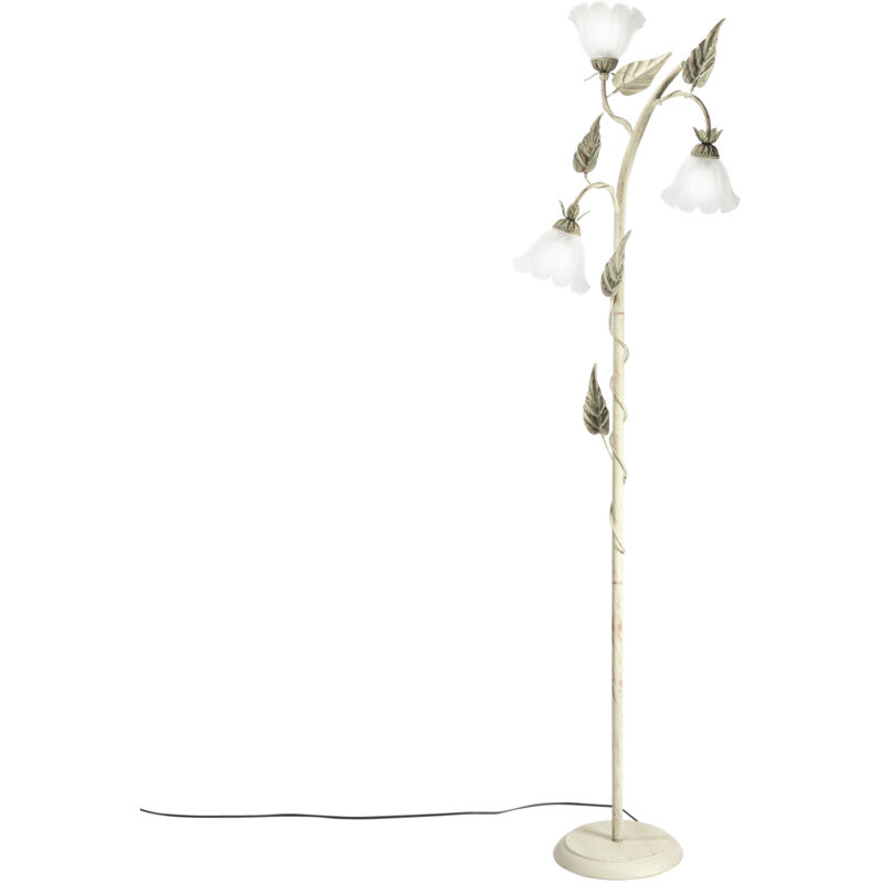 foto del prodotto piantana isotta in metallo avorio e tre diffusori in vetro bianco 172 cm. avorio