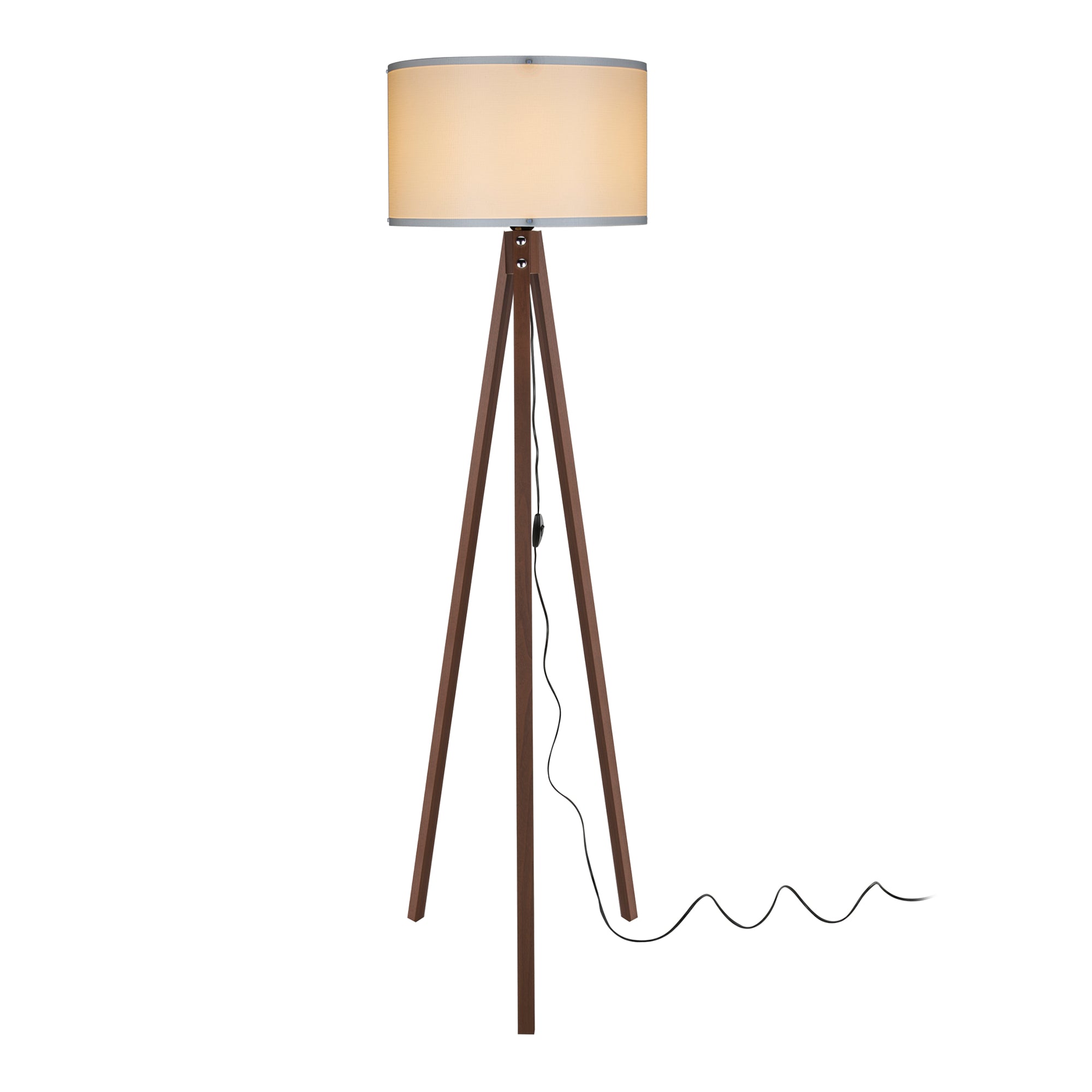 foto del prodotto piantana lampada lampada treppiede altezza 136 cm e27 effetto noce crema 03 0007269