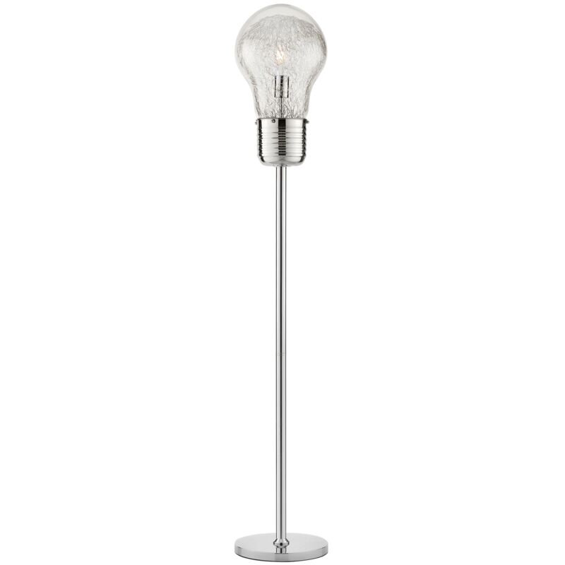 foto del prodotto piantana lampadina in alluminio cromato e diffusore in vetro 