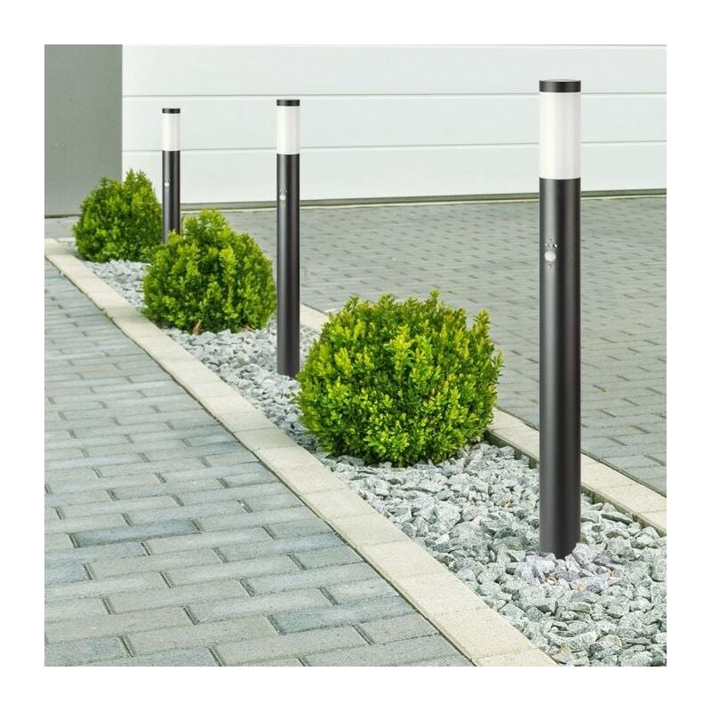 foto del prodotto piantana led da giardino 110cm con portalampada e27 e sensore di movimento in acciaio inossidabile nero ip44 v tac