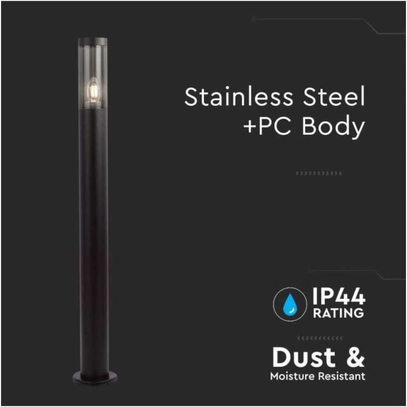 foto del prodotto piantana led da giardino con portalampada e27 in acciaio inossidabile h 100cm colore neo ip44 - v-tac