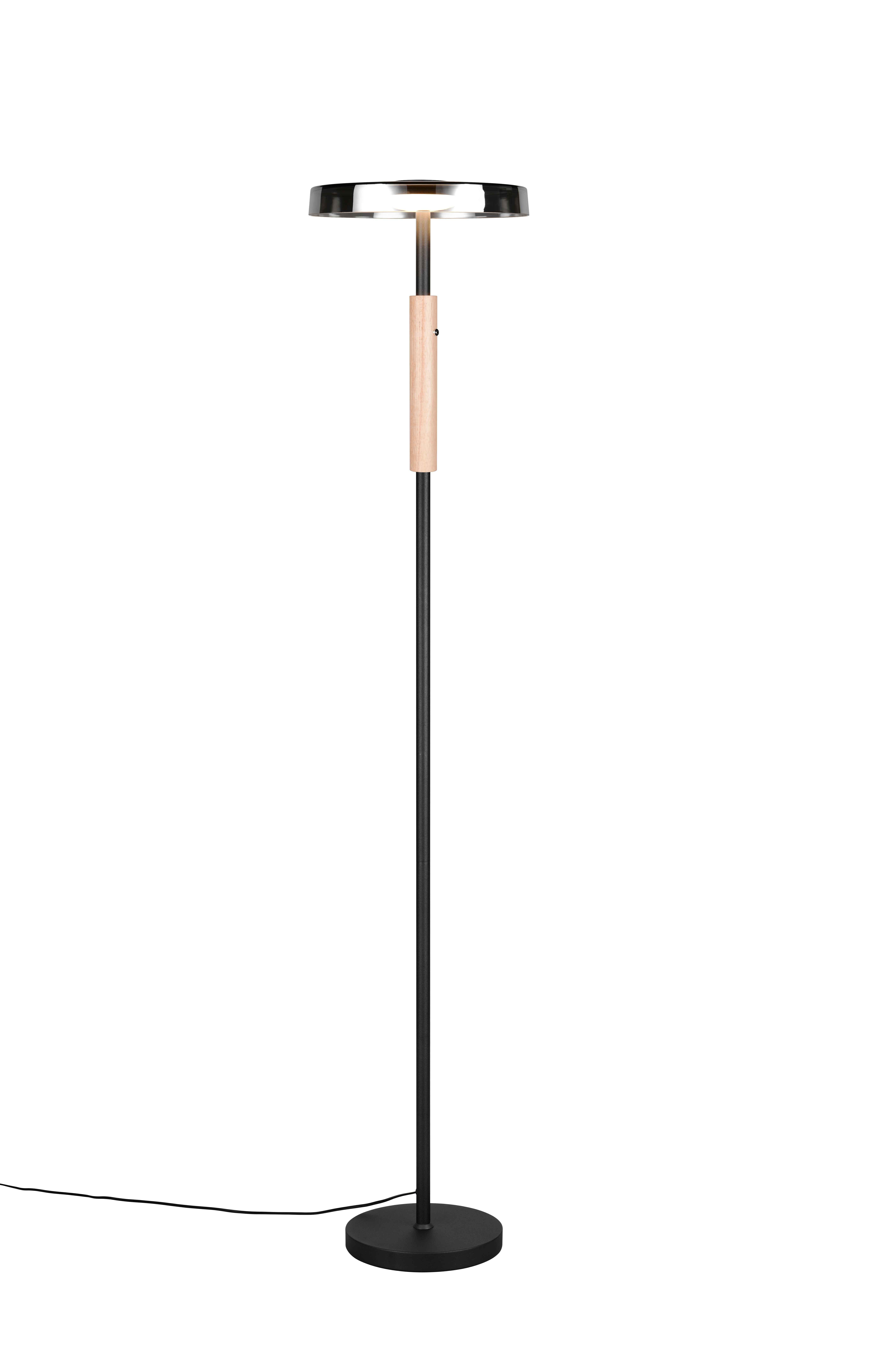 foto del prodotto piantana led, metallo vetro legno, nero naturale fum , h 130 cm, celeste