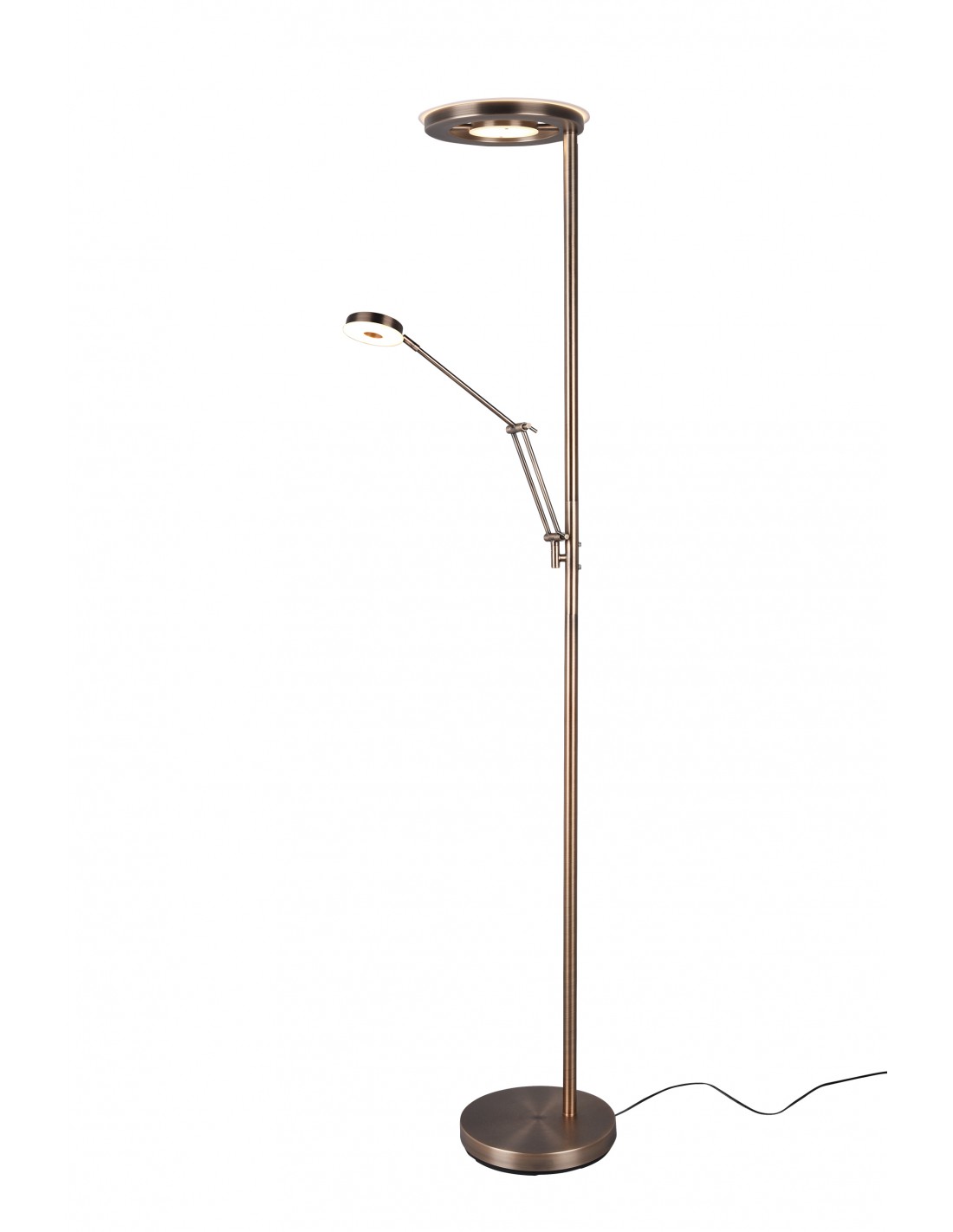 foto del prodotto piantana led moderna con luce spot da lettura dimmerabile barrie ottone trio lighting