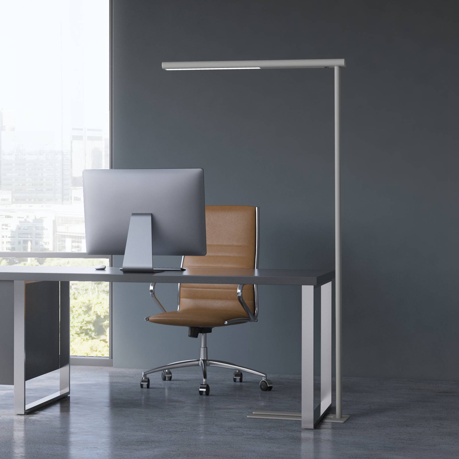 foto del prodotto piantana led per ufficio mauljet, color argento, altezza 195 cm