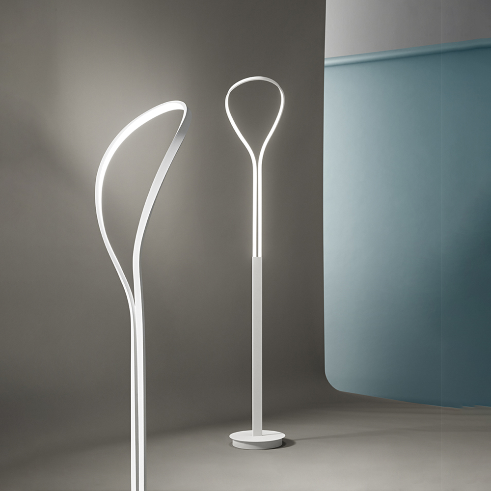 foto del prodotto piantana moderna blossom metallo bianco acrilico led 32w 3000k