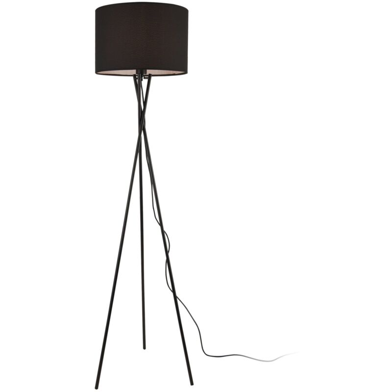 foto del prodotto piantana moderna treppiede piantana design e27 tessuto metallo altezza 154 cm nero 030005255
