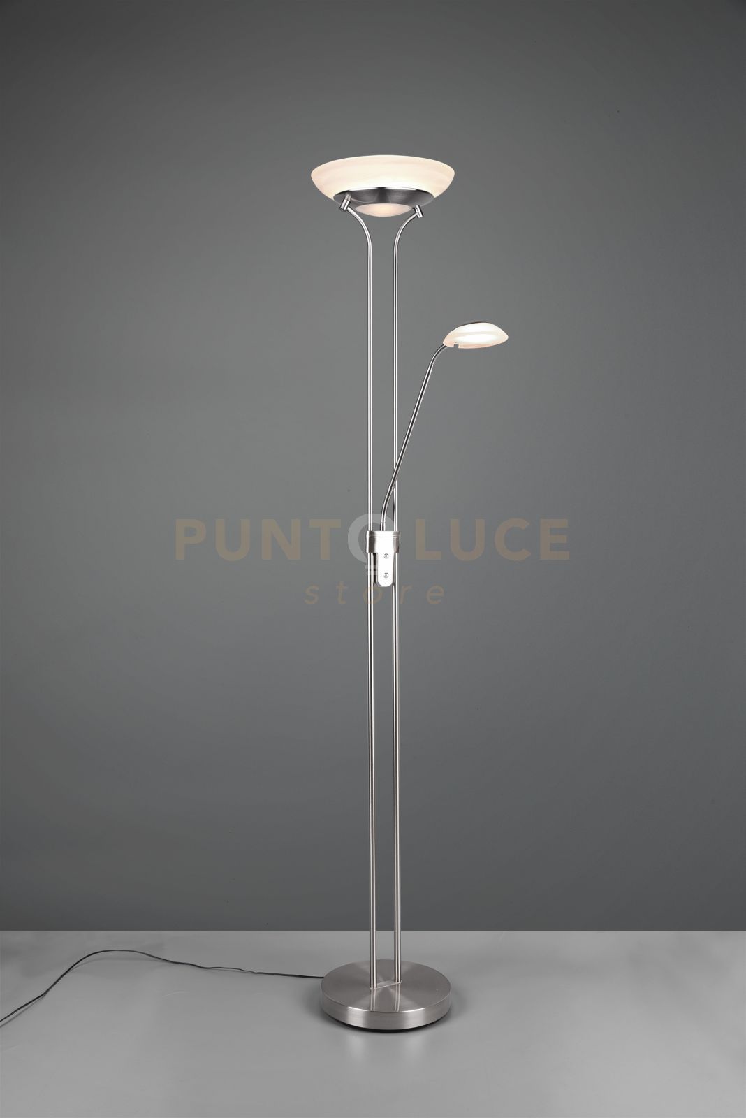 foto del prodotto piantana orson led con lampada da lettura con funzione dimmer acciaio satinato r40073507