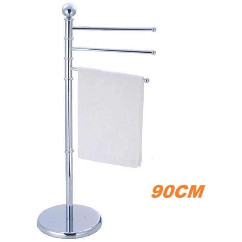 foto del prodotto piantana porta asciugamani arredo bagno 3 bracci metallo cromato 90cm trade shop traesio