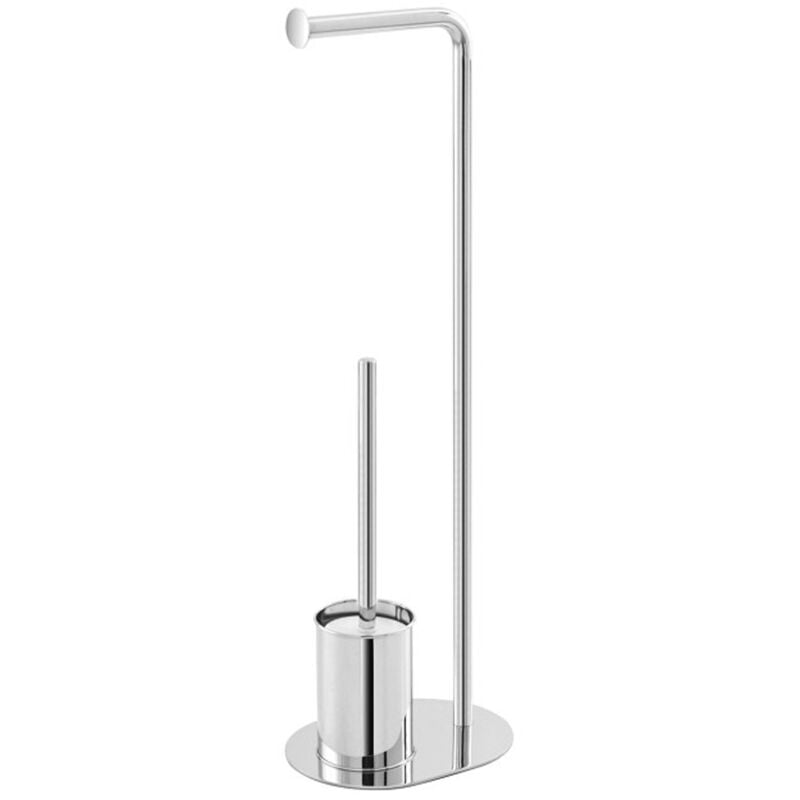 foto del prodotto piantana porta rotolo e scopino bagno acciaio cromato 23x17xh.70,5 cm feridras
