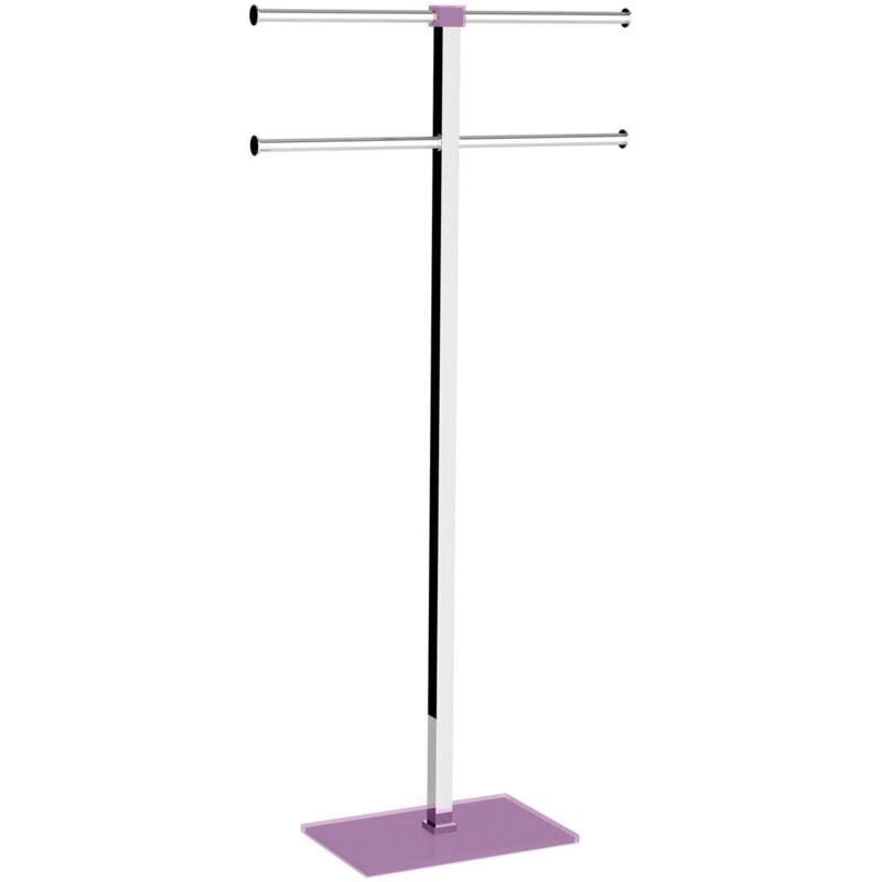 foto del prodotto piantana portasciugamani acciaio inox e resine termoplastiche serie rainbow gedy ra31 lilla trasparente