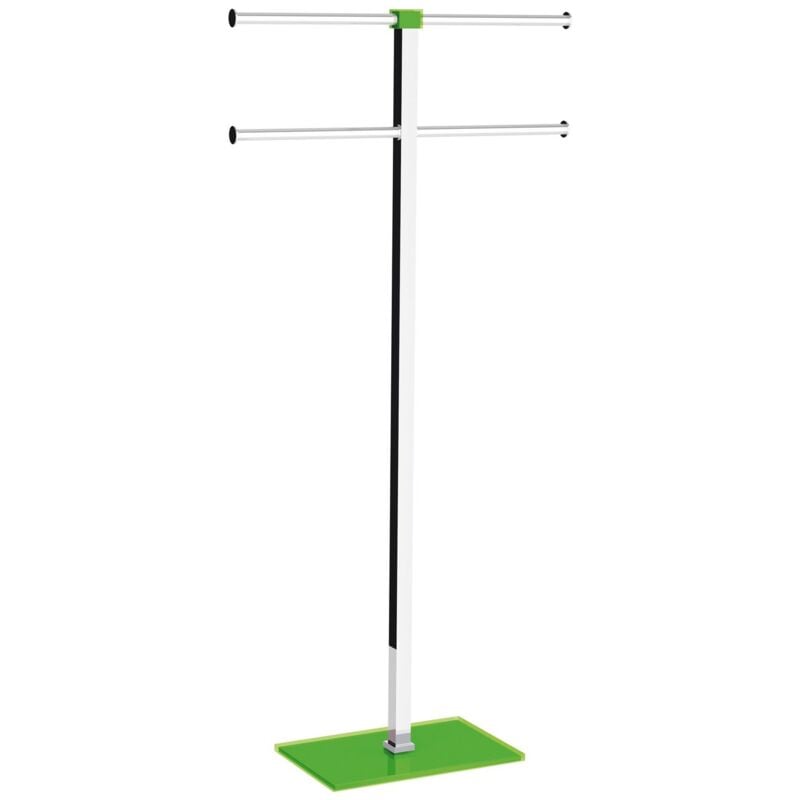 foto del prodotto piantana portasciugamani acciaio inox e resine termoplastiche serie rainbow gedy ra31 verde acido trasparente