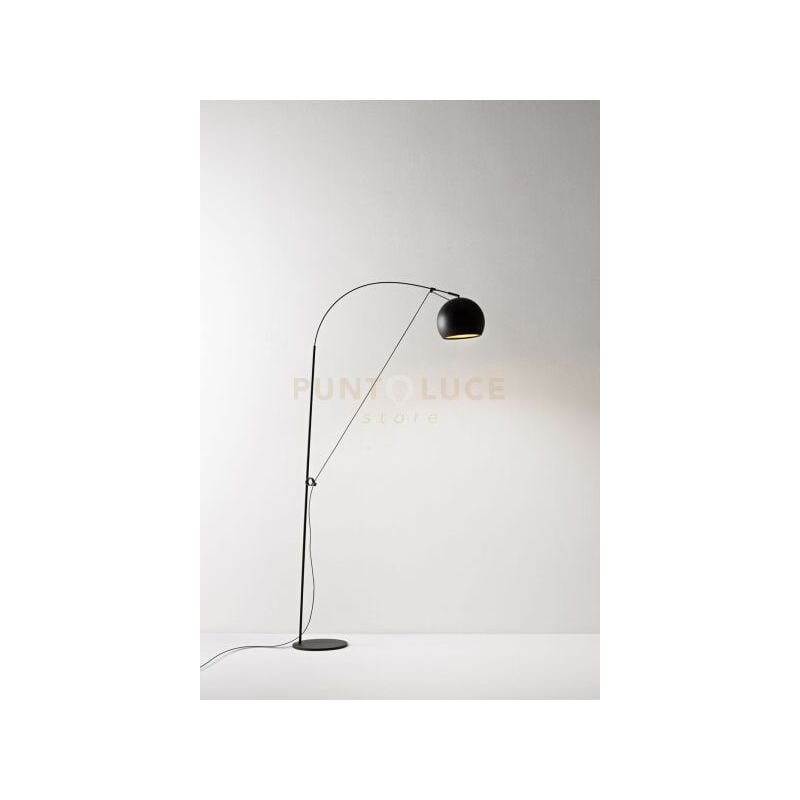 foto del prodotto piantana pulley 1 luce ad arco in metallo e alluminio colore nero e oro attacco e27 orientabile