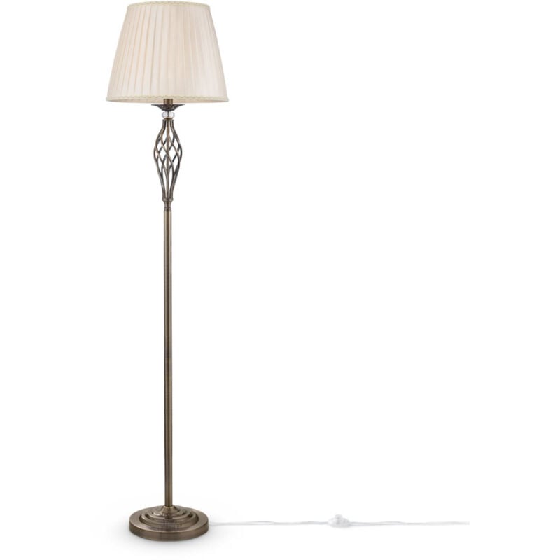 foto del prodotto piantana shabby chic grace metallo ottone 1 luce diffusore organza beige